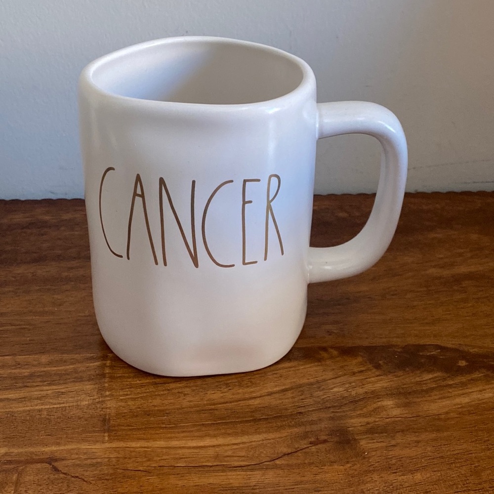 Vintage Rae Dunn Cancer Zodiac Mug Metallic Gold Constellation White NWOT